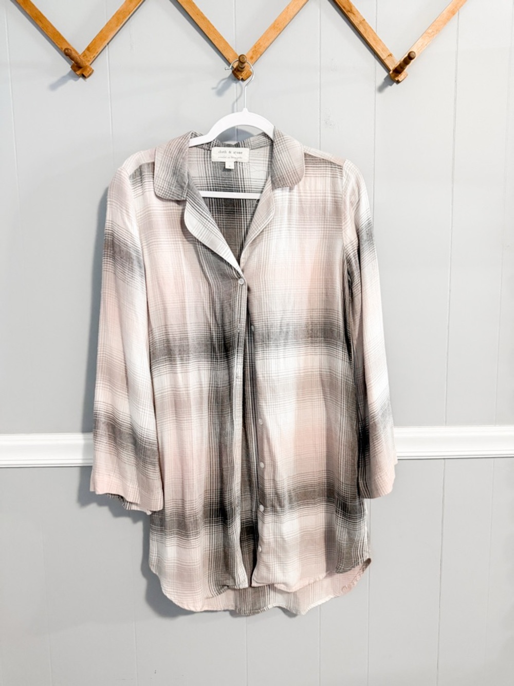 Anthropologie Cloth & Stone Flannel Tunic Button Top